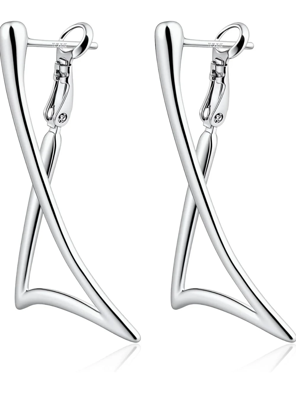 Minimalist Silver Triangle Drop Earrings - Women Jewelry